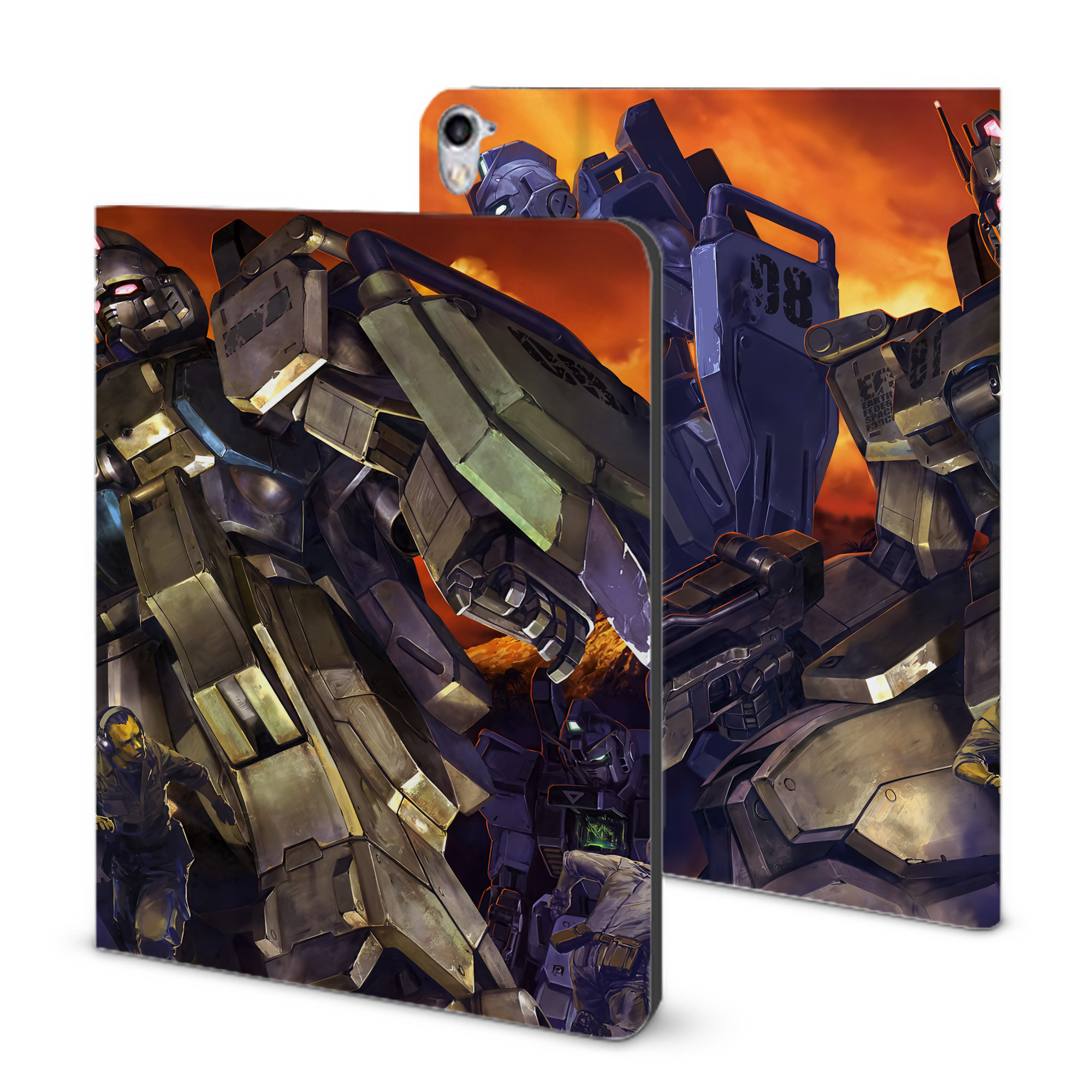 （画像用） 機動戦士ガンダム Mobile Suit Gundam IPad ケース ブック型 PUレザー TPU 耐衝撃 軽量 薄型 ペン収納なし 全面保護 IPad 各モデル対応
